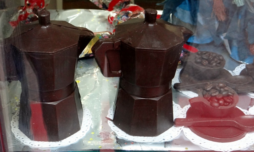 Posh version of a chocolate teapot; a chocolate espresso maker!