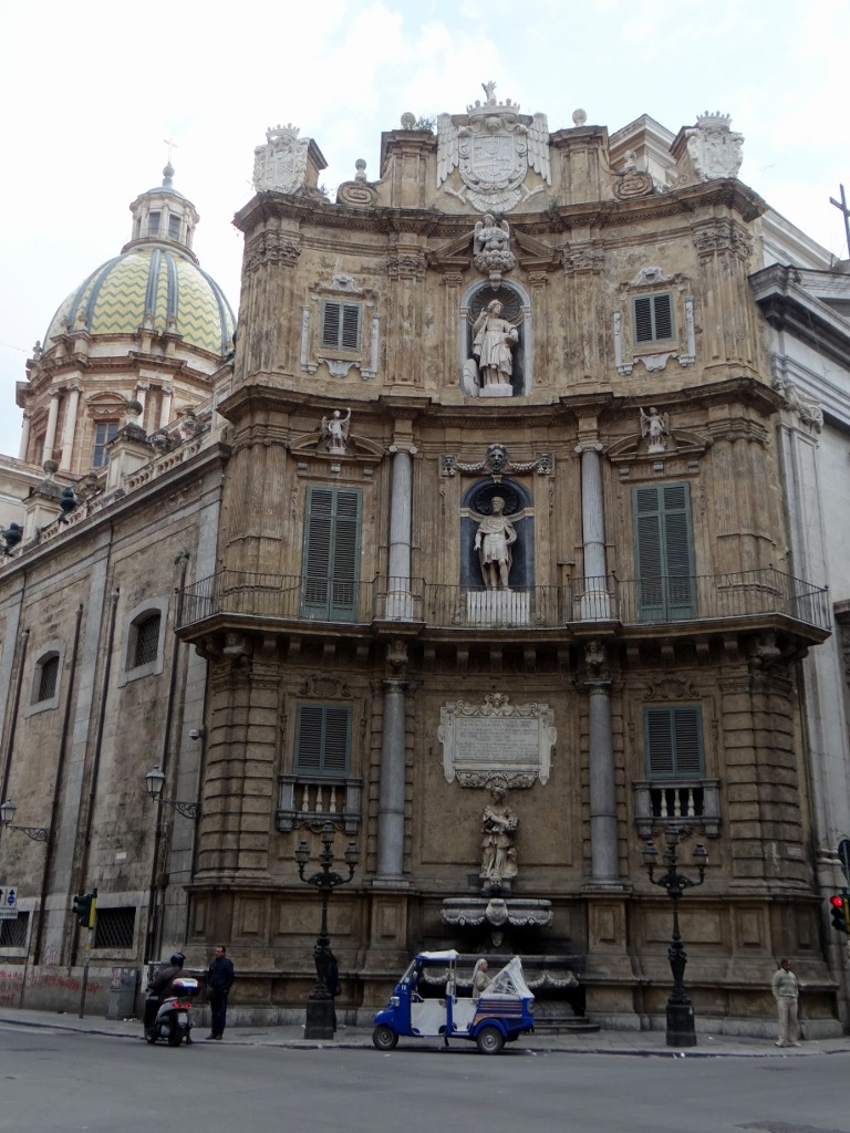 The centre of old town Palermo - there is a building like this on each corner of the crossroads!