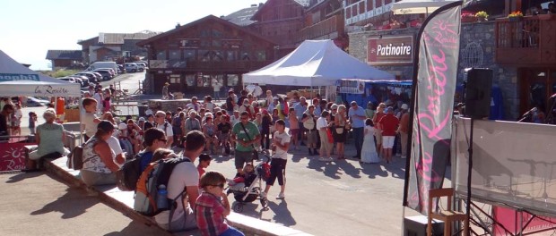 The crowds gather for the La Rosiere open air concert