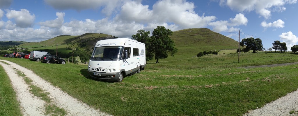 Motorhome parking at the bottom of Thorpe Cloud