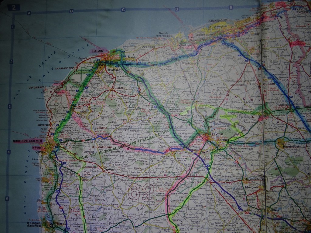 Our 2005 France Map with previous routes drawn out