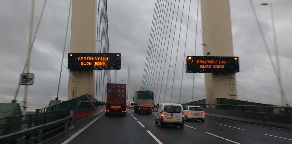 The Dartford crossing - no toll booths anymore, you have to pay online (or cross overnight for free)