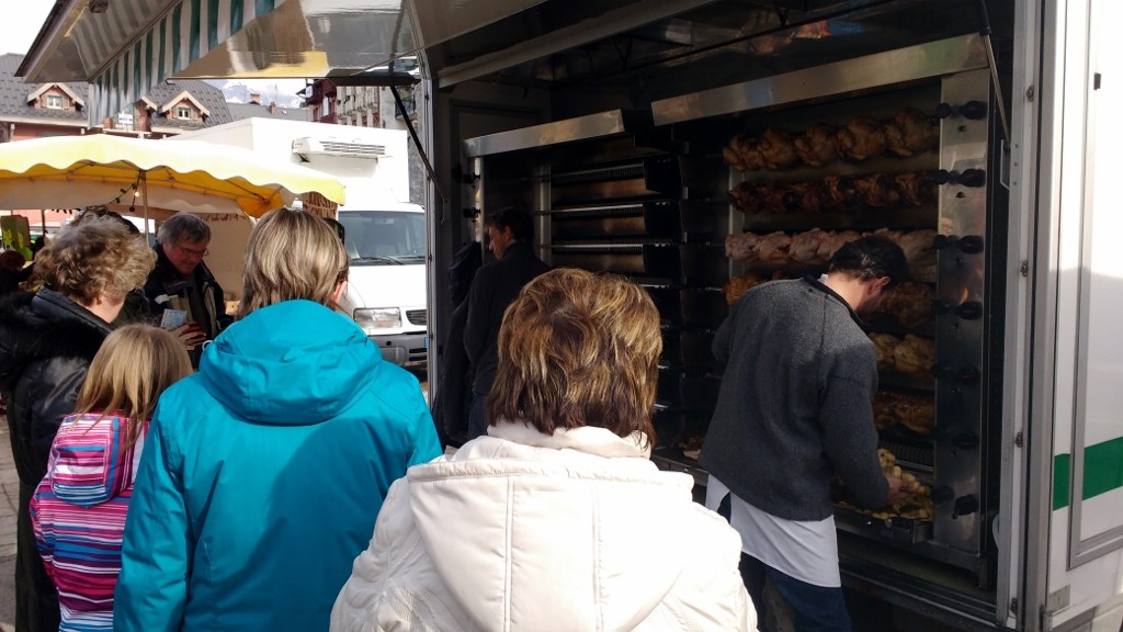 This was the queue to order chickens - tasty chickens
