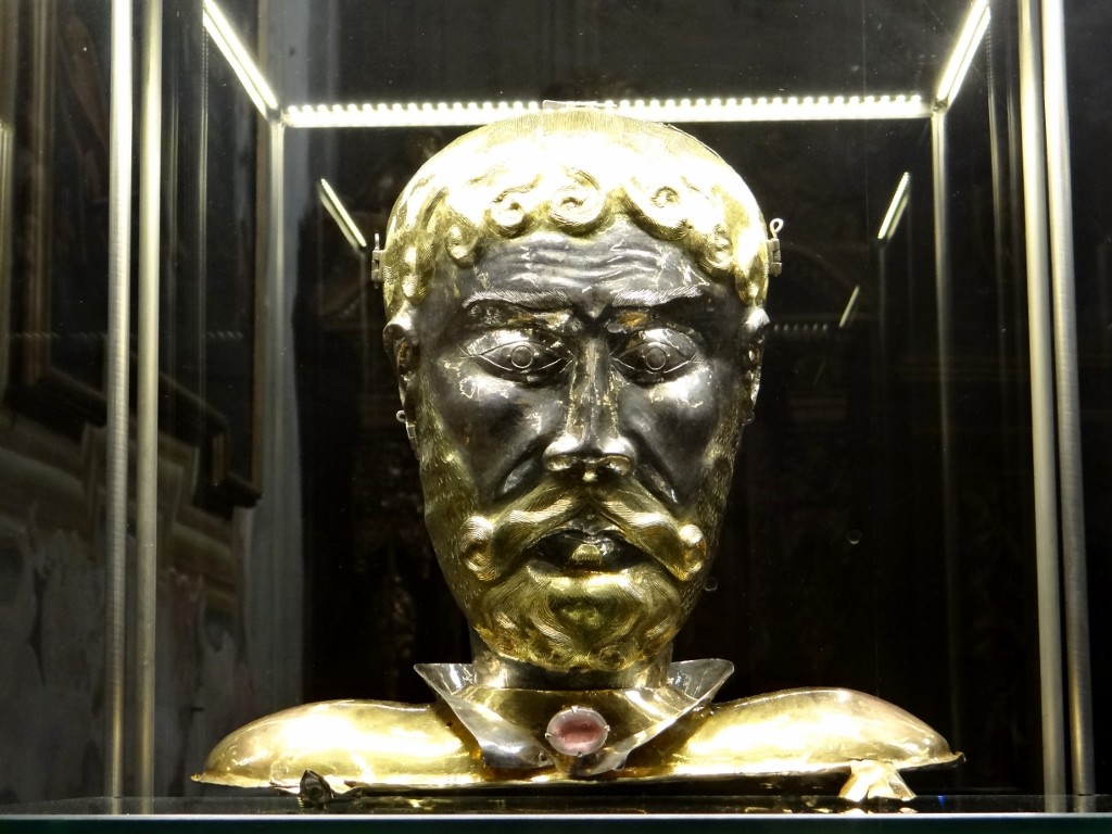 Silver mask made for the head of a saint, strangely the head has been lost?!
