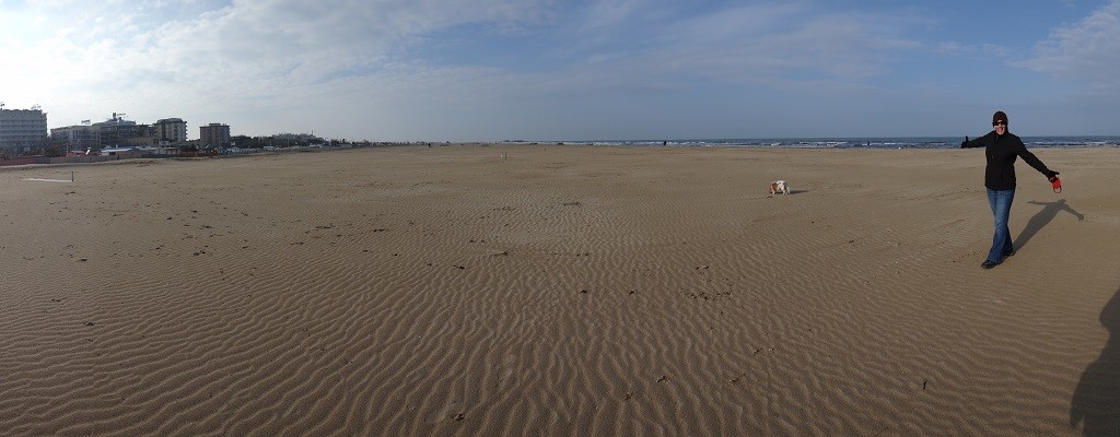 Rimini's endless beach. Chopped into private sections in-season, a free-for-all out of season
