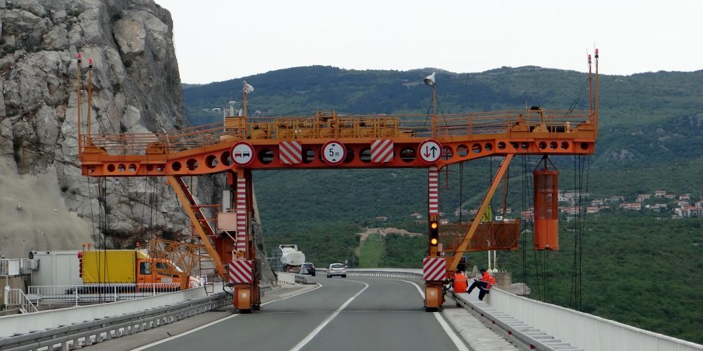 Bridge inspection or cleaning at Krk, Croatia