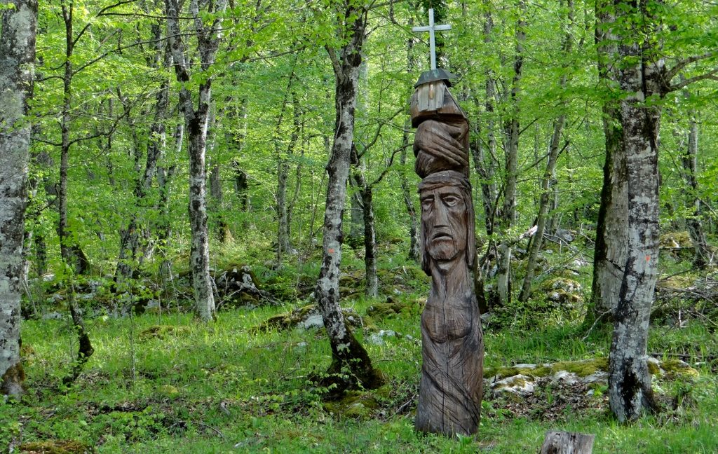 Wooden monuments to the dead of the Kočevski Rog massacres, Slovenia