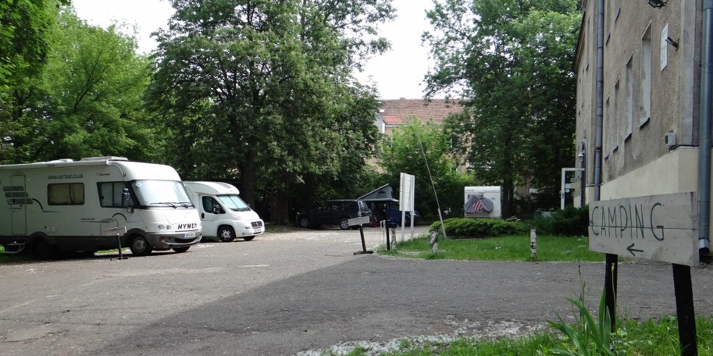 Motorhome parking area at Downtown Forest Hostel and Camping, Vilnius