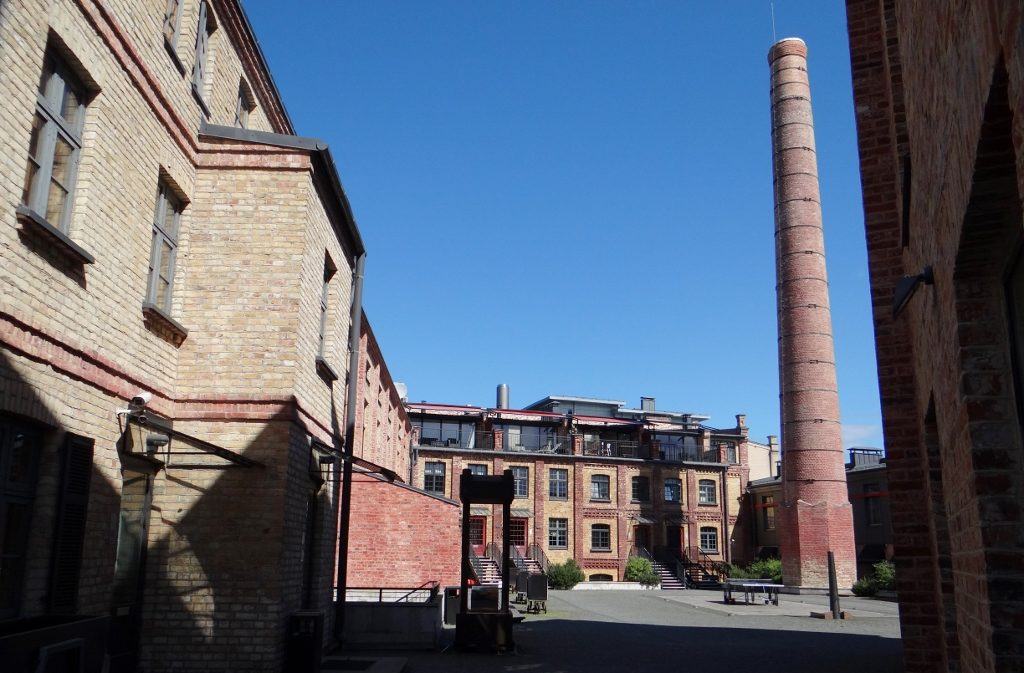 Refurbished industrial buildings turned into apartments in Riga