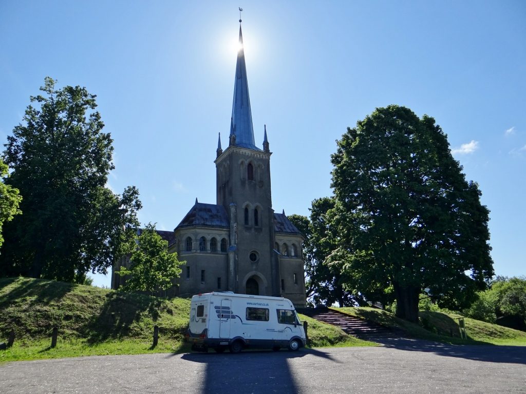 Mtorhome and church Estonia