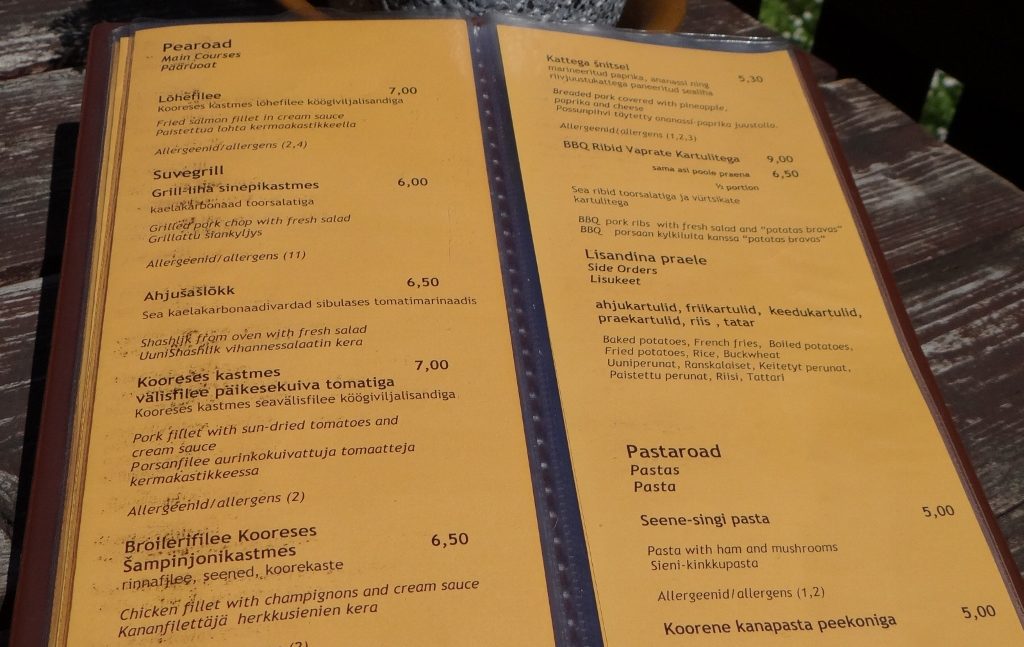 An idea of restaurant prices in Estonia