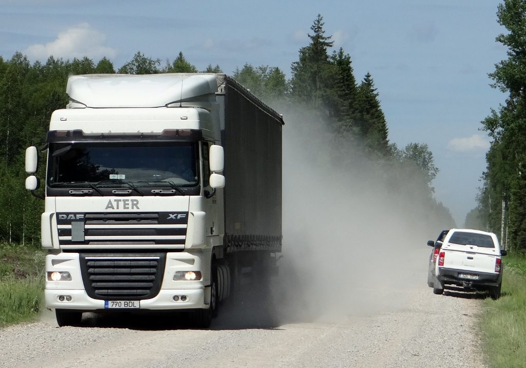 Truck on gravel road, Estonia