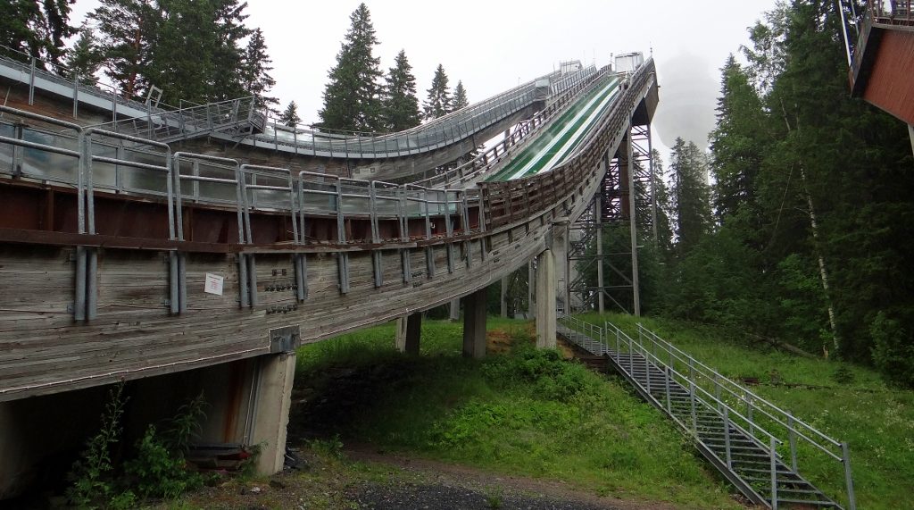 Kuopio ski lifts - being sprayed with water to enable summer practice for local Eagles