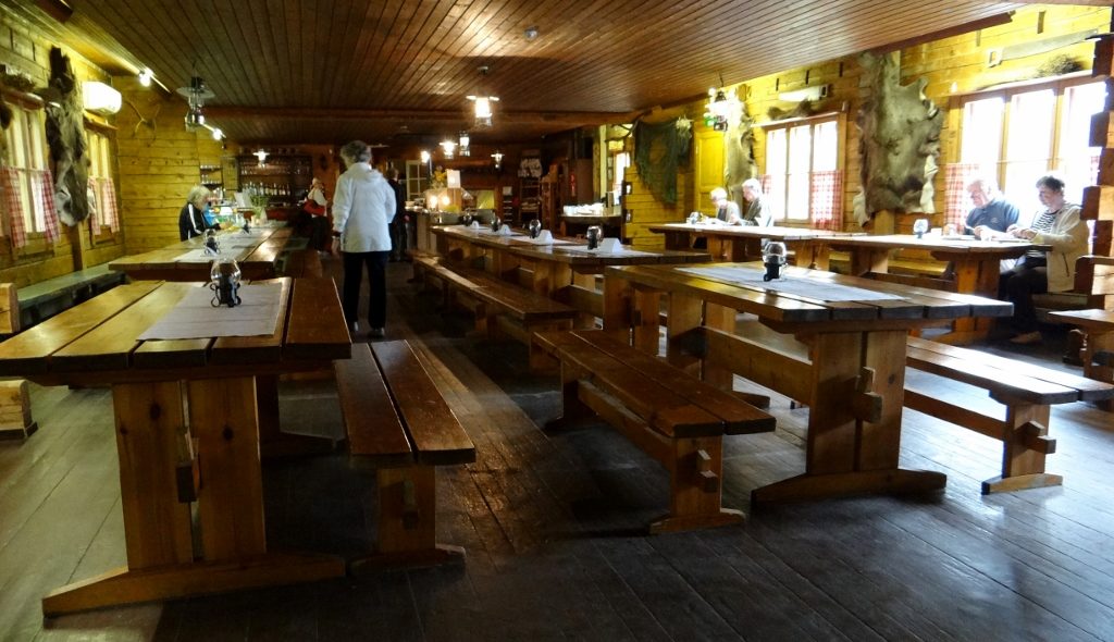 You can eat a traditional buffet meal in an ex lumberjack lodge next to the smoke sauna. Looked nice, but we'd eaten at the tower so no chance of seeing off €28 a head worth of grub!