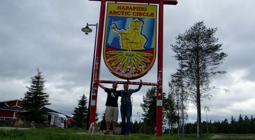 The Arctic Circle marker on the E75 in Finland