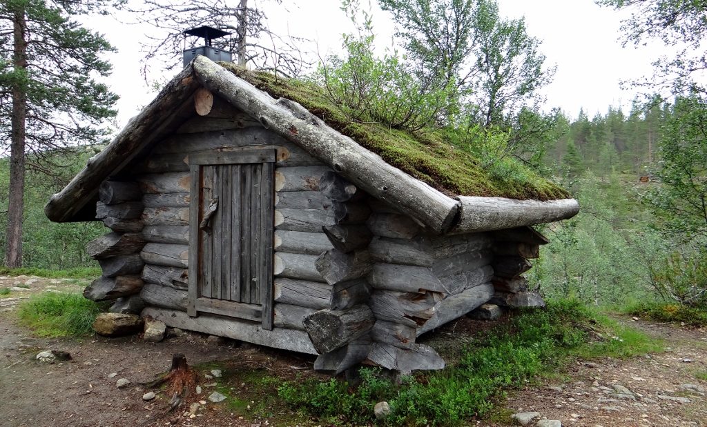 A small Lapp Hut in the forest, complete with wood burner and unlimited wood