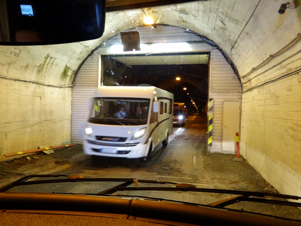 Motorhome Leaving a Tunnel in Norway