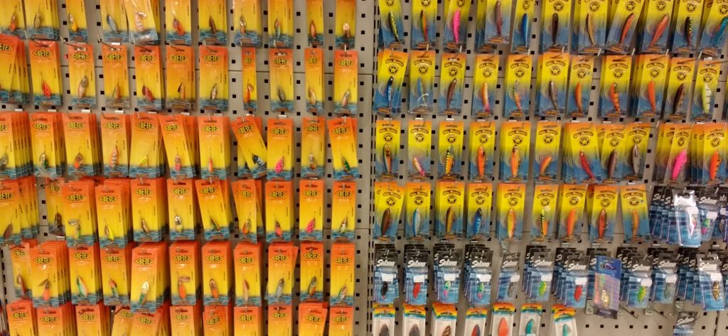The supermarket sold everything! More fishing gear than the average shop...