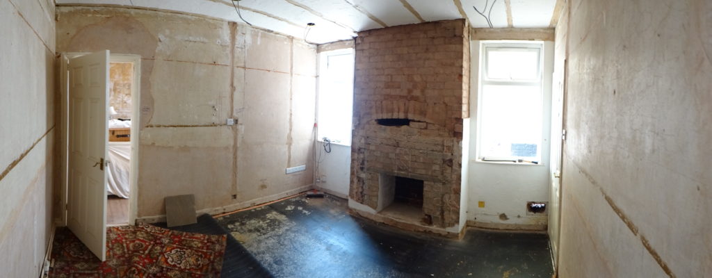 The lounge after we'd stripped it ready for re-plastering
