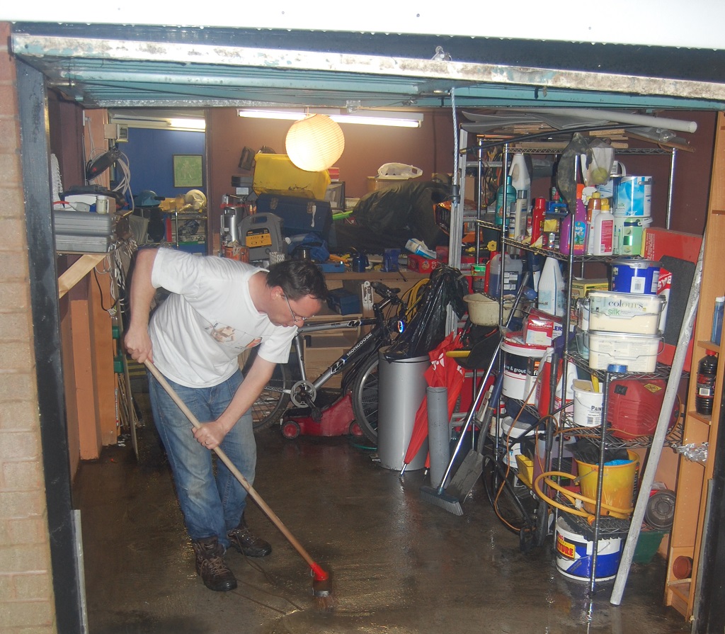 Cleaning up after a garage flood - and we'd emptied the garage to take this photo