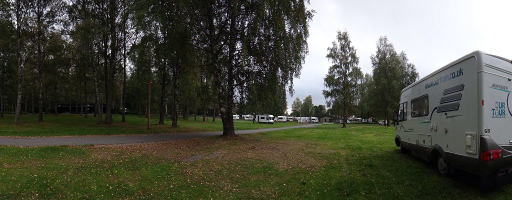Zagan at Bogstad Camping, Oslo. There are loads of motorhomes here, but we're pretty much alone in the 'no hook-up' area