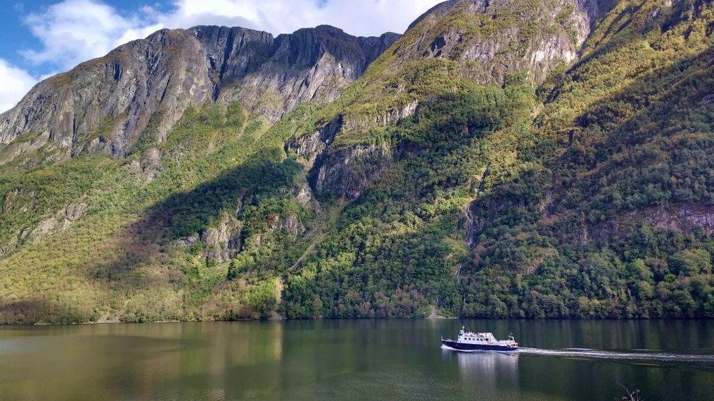 Boat on Nærøyfjord, Norway