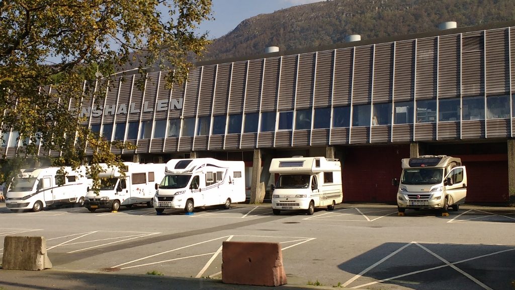 Campervan parking at Bergenshallen