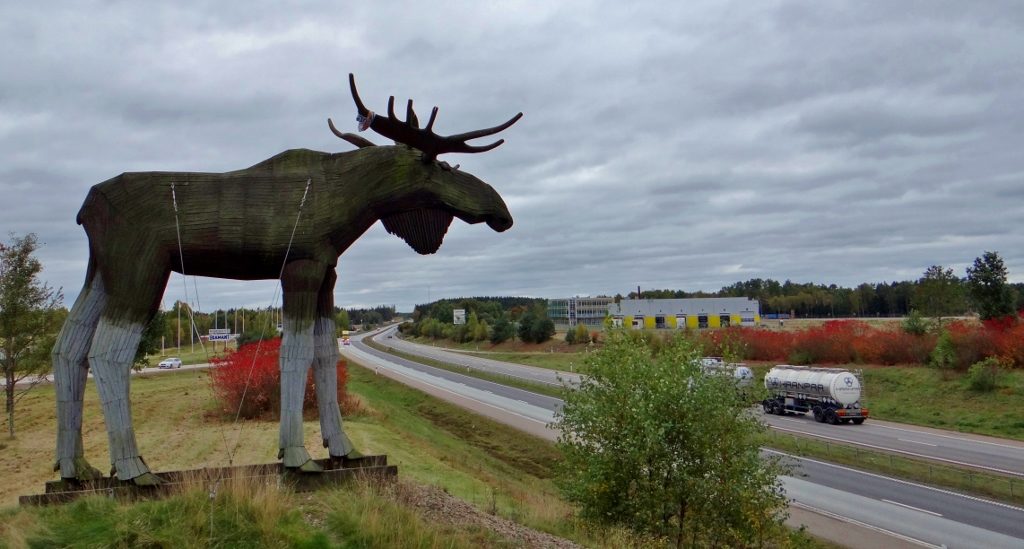 Moose statue on E4 Sweden