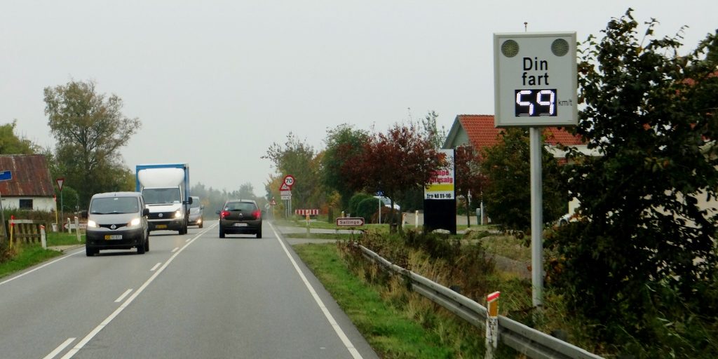 Speed road sign Denmark
