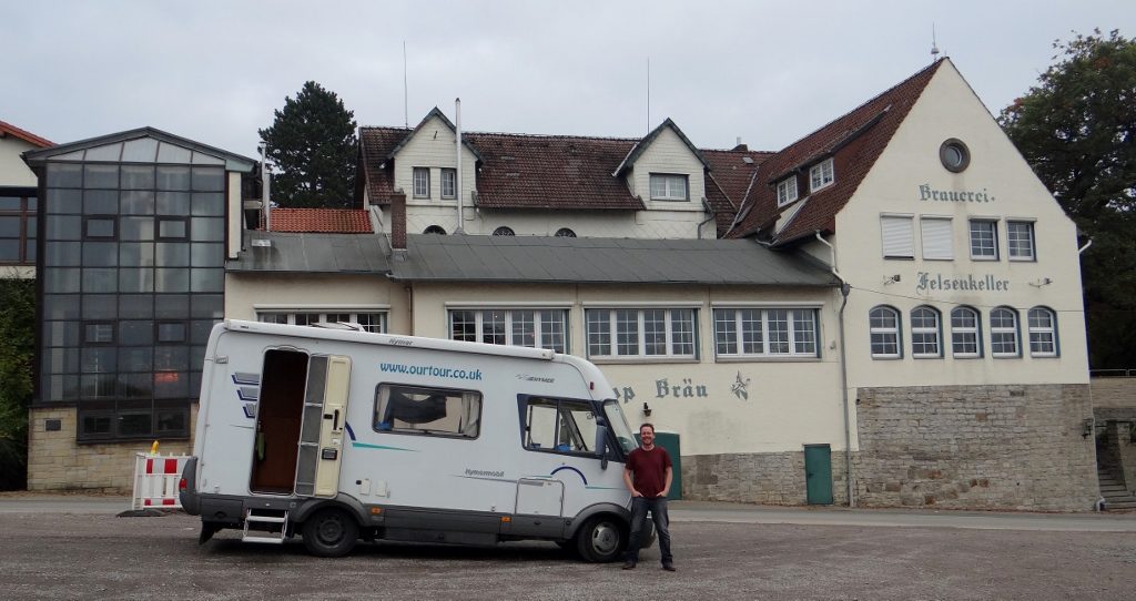 The Rupp Bräu micro brewery. In the end we slept in the car park around the back, which (Ju tells me, I got drunk) was noisy as staff left.