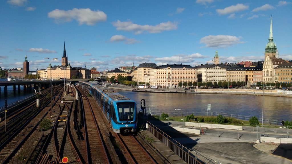 Looking back towards Gamal Stan from Sodermalm. To the right (out of shot), the city's two road bridges are being town down and replaced with a new, sleek one
