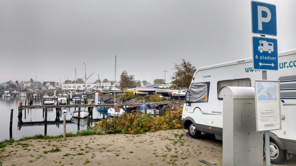 Marina-side aire motorhome in Faaborg
