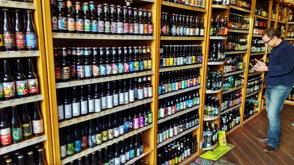 Jay in his heaven - a specialist beer shop, if only they had some under a euro a litre