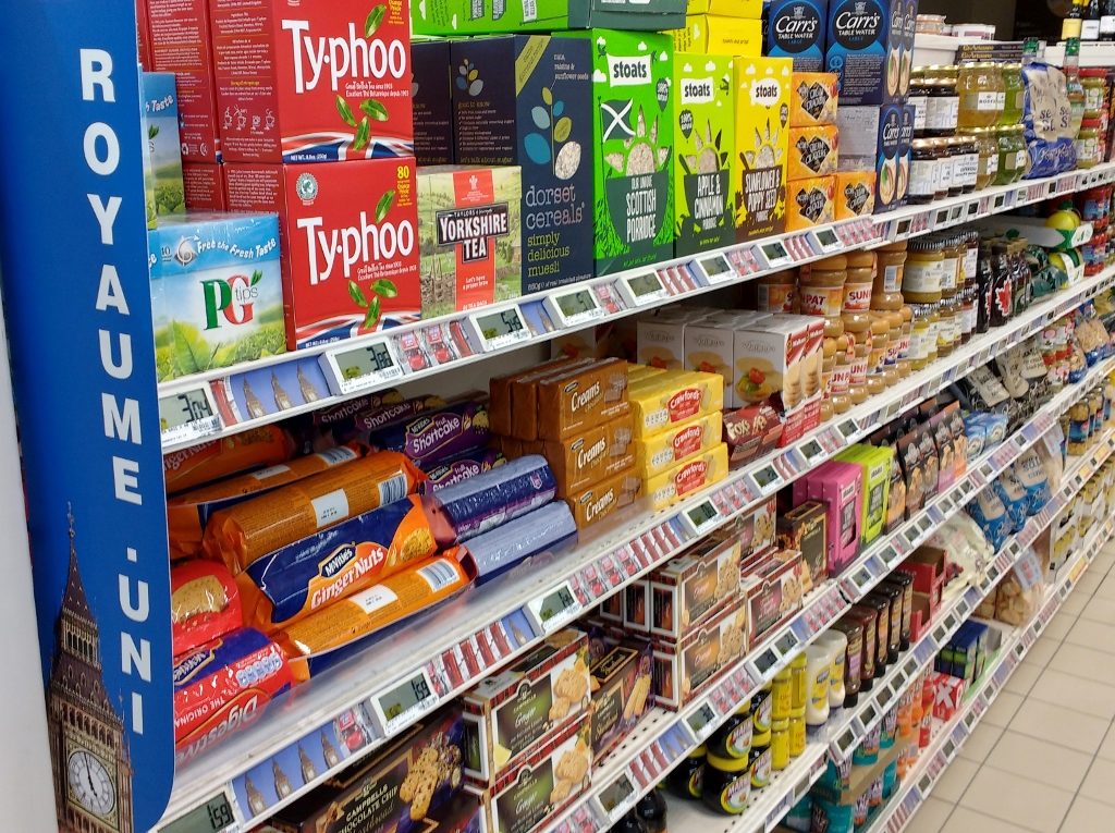 English Aisle in French Supermarket