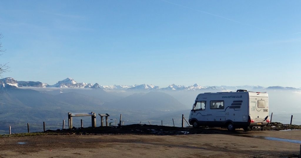 Motorhome parking overlooking Mont Blanc