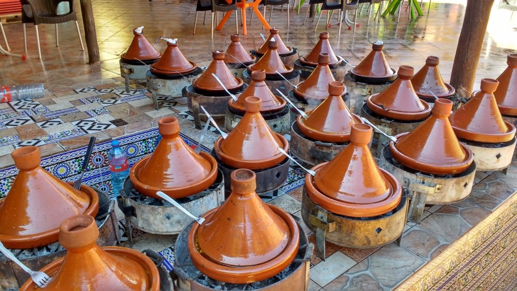 Tagines being cooked in one of the cafes. Not all of them are tacky: some look tempting, but they're crowed out (for me at least) by the overall tourist trap nature of the place