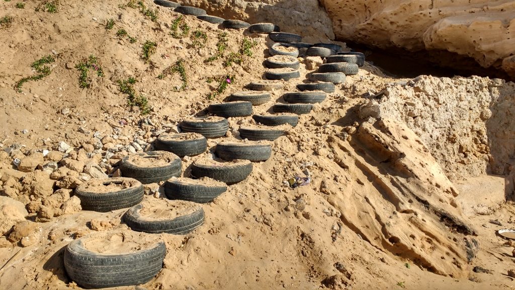 Nice re-used of tyres for steps at one of the fishermen's caves
