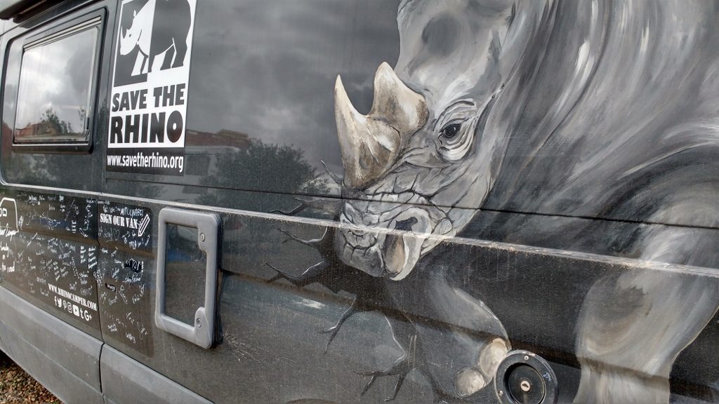 Fantastic artwork on The Rhino Camper