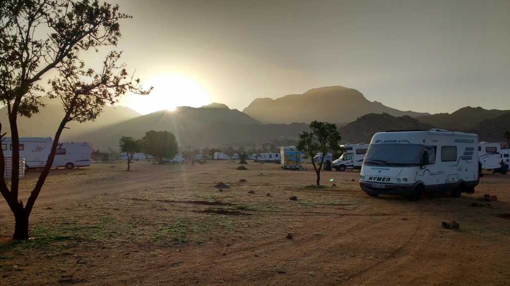 Dawn in the municipal camping area at Tafraout, Morocco