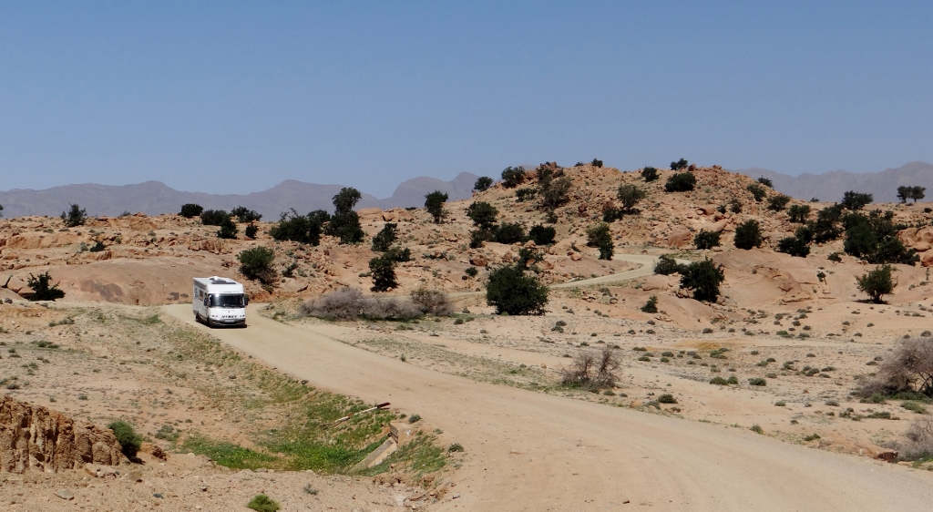 Leaving the painted rocks near Tafraoute