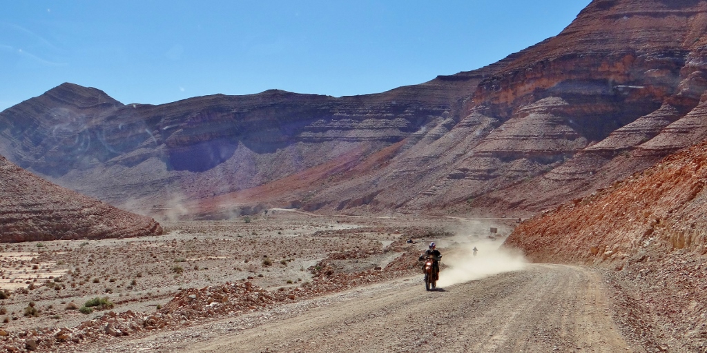 Motocross bike on R107 in Morocco
