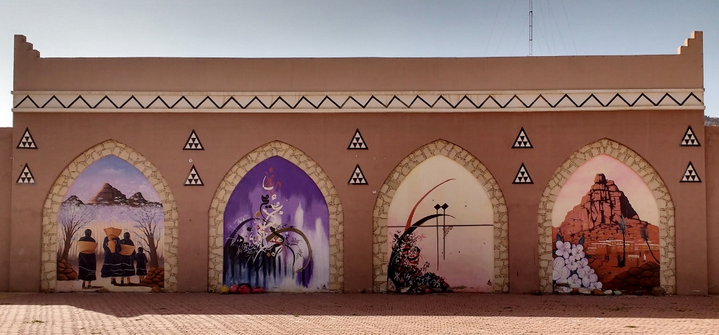 Wall art in Tafraoute's main square