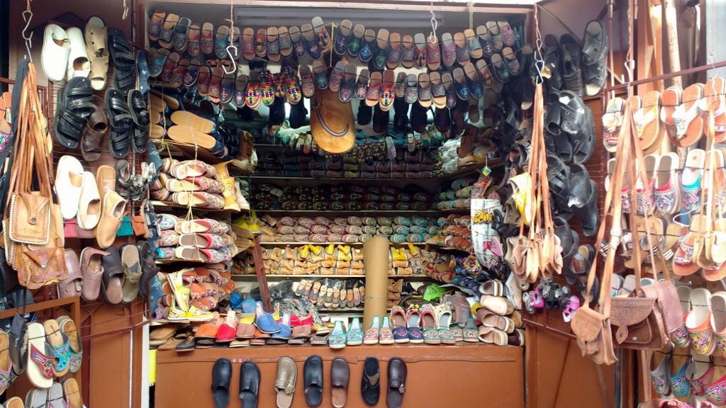 One of Tafraoute's shoe makers and sellers. There are maybe 20 shops like this here