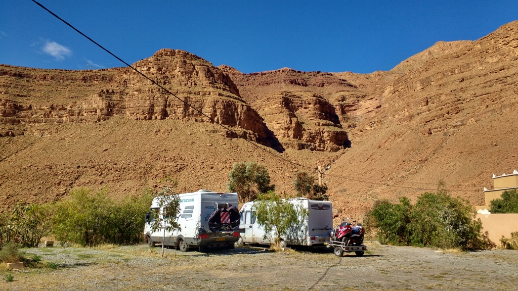 Motorhome camping in the Ziz Gorge