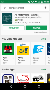 1. The app is called 'All Motorhome Parkings' in Google Play for Android devices. It's available for Apple kit too