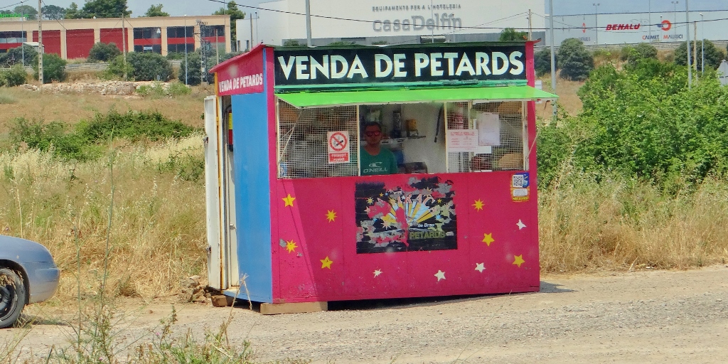 Fireworks for sale on every spare patch of land by the road