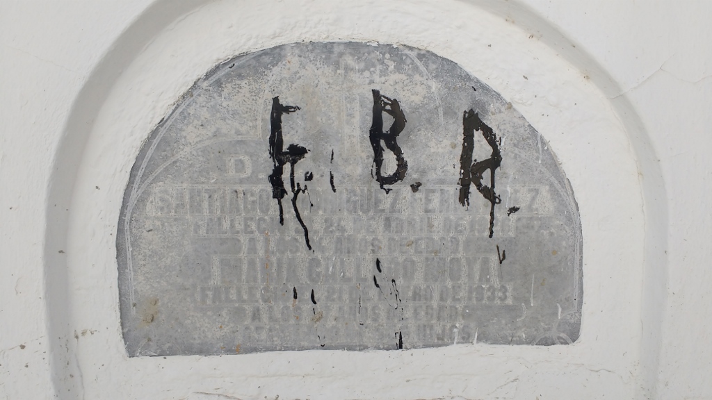 I also spotted this unusual sight - graffiti on a grave here. I can't tell what it means