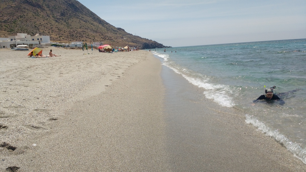 The Cabo de Gata beach alongside the motorhome parking