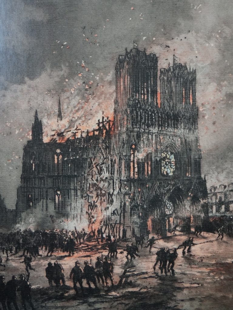 When the Reims cathedral was consumed with fire in WW1, the molten lead from the roof was said to run out the mouths of gargoyles, smoking green