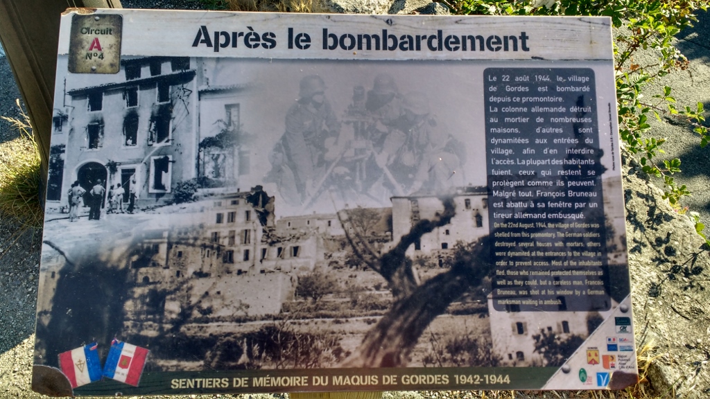 During 1944 the Germans shelled Gordes, presumably to make it harder for the Allies to use as a viewpoint. A 'careless' French man was shot at his window by a German sniper - we wonder if the real meaning of 'careless' was lost in translation?